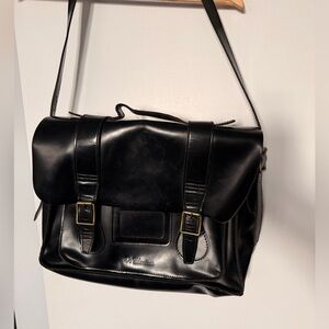 Dr Martens Black Leather Satchel Bag - Large